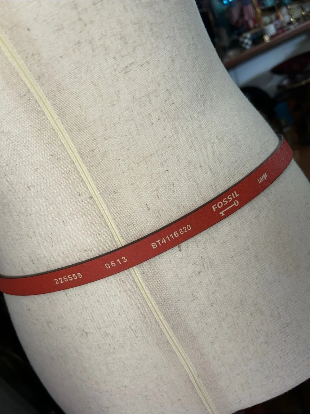 Burnt Orange Leather Chain-Detail Belt